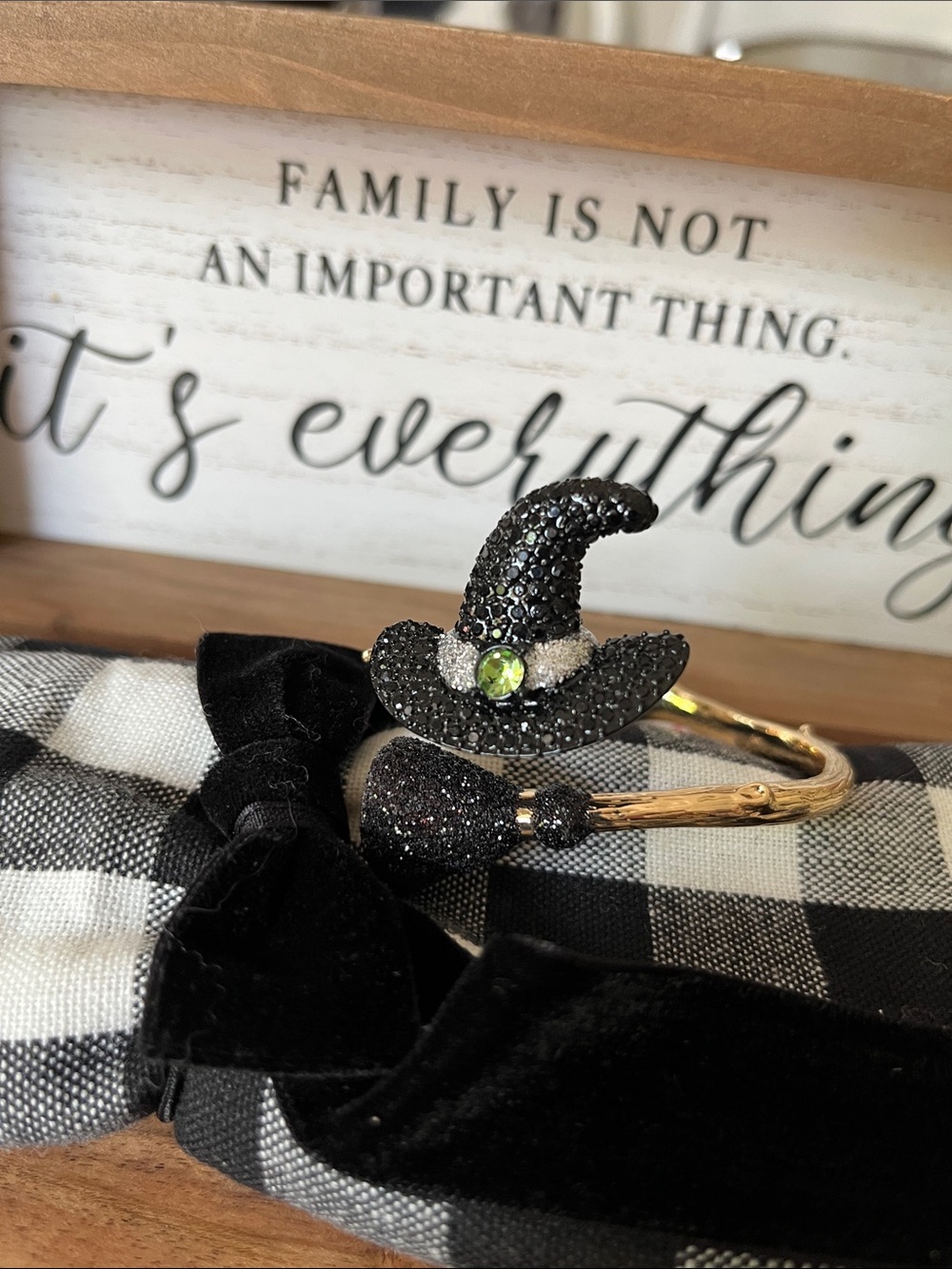 NWT Betsey Johnson Pretty Spooky Witch Hat & Broom Bangle Bracelet